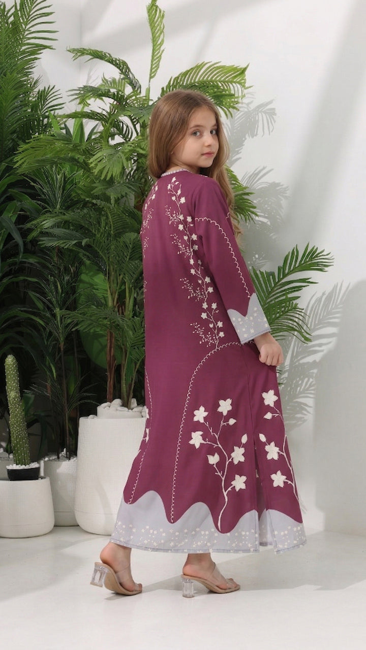 Orienra Claret Kids Kaftan Dress