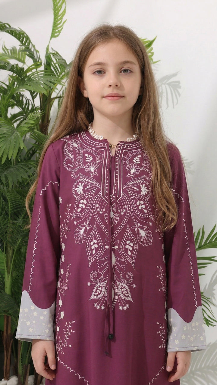 Orienra Claret Kids Kaftan Dress