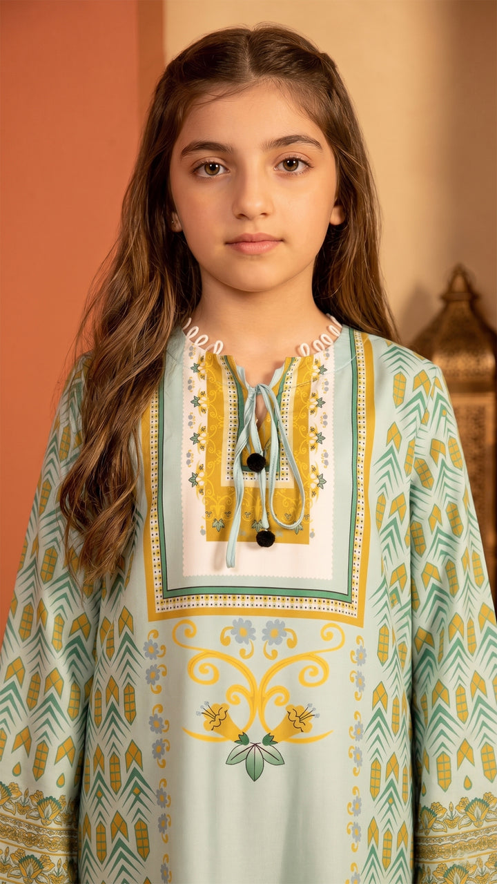 Verdant Dawn Kids Kaftan Dress