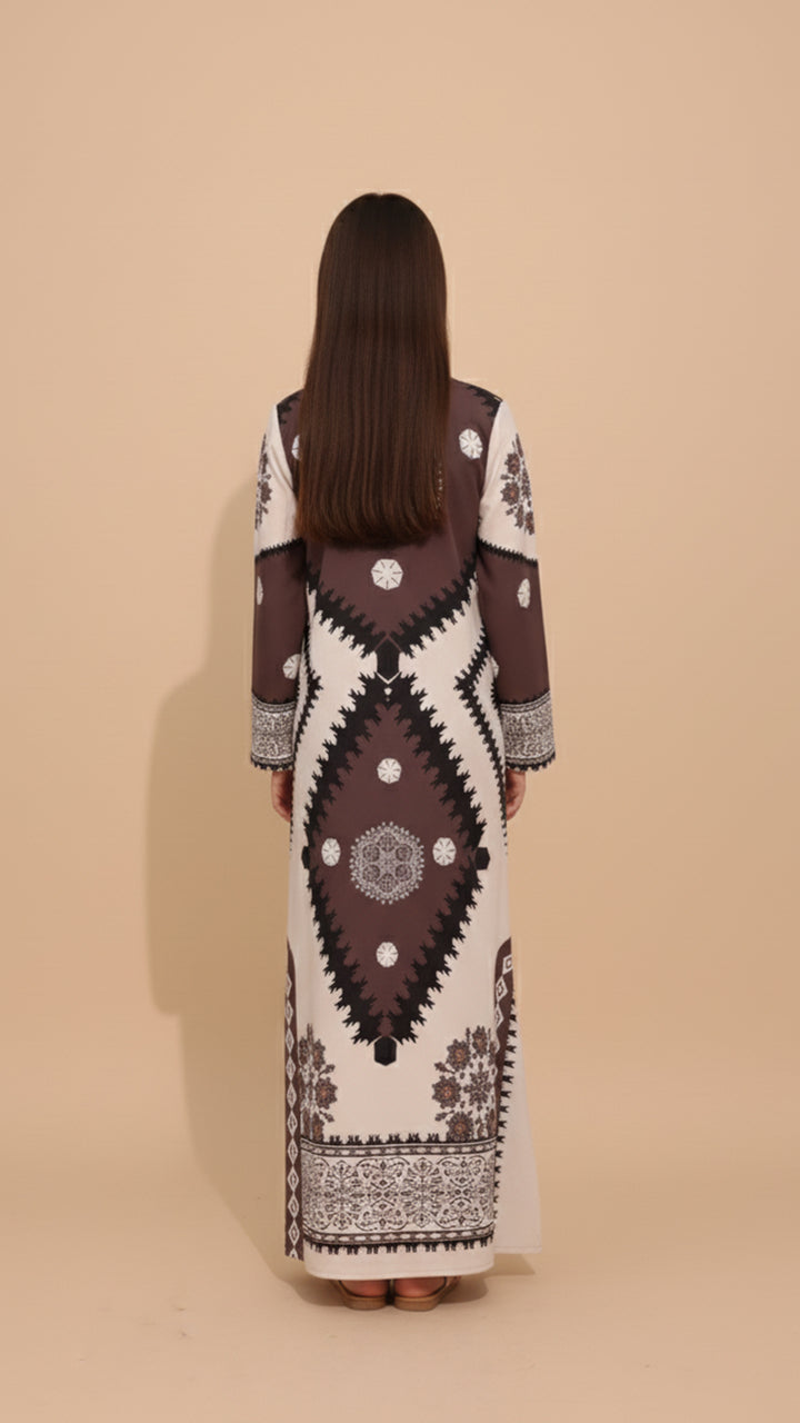 Layali Mocha Kids Kaftan Dress