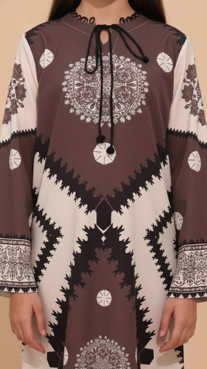 Layali Mocha Kids Kaftan Dress
