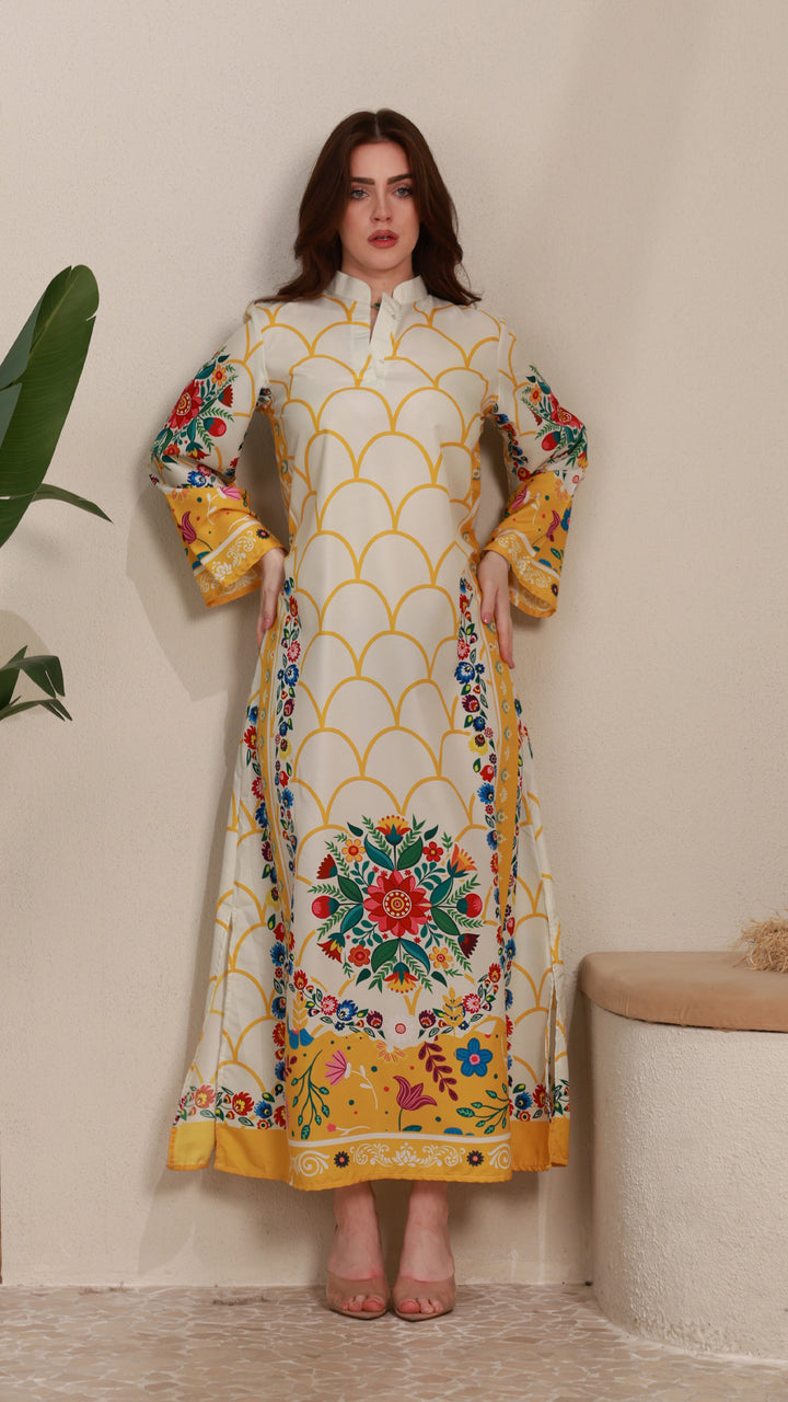 Vibrant Reverie Kaftan Dress