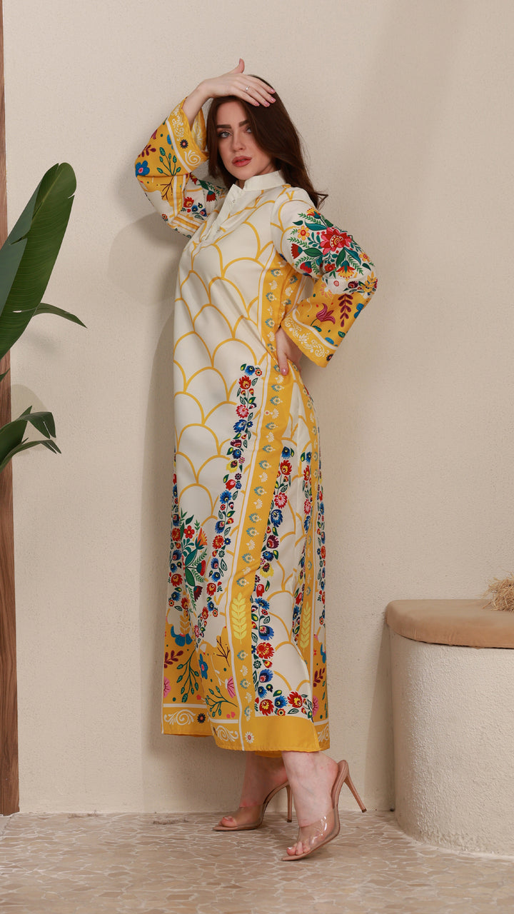 Vibrant Reverie Kaftan Dress