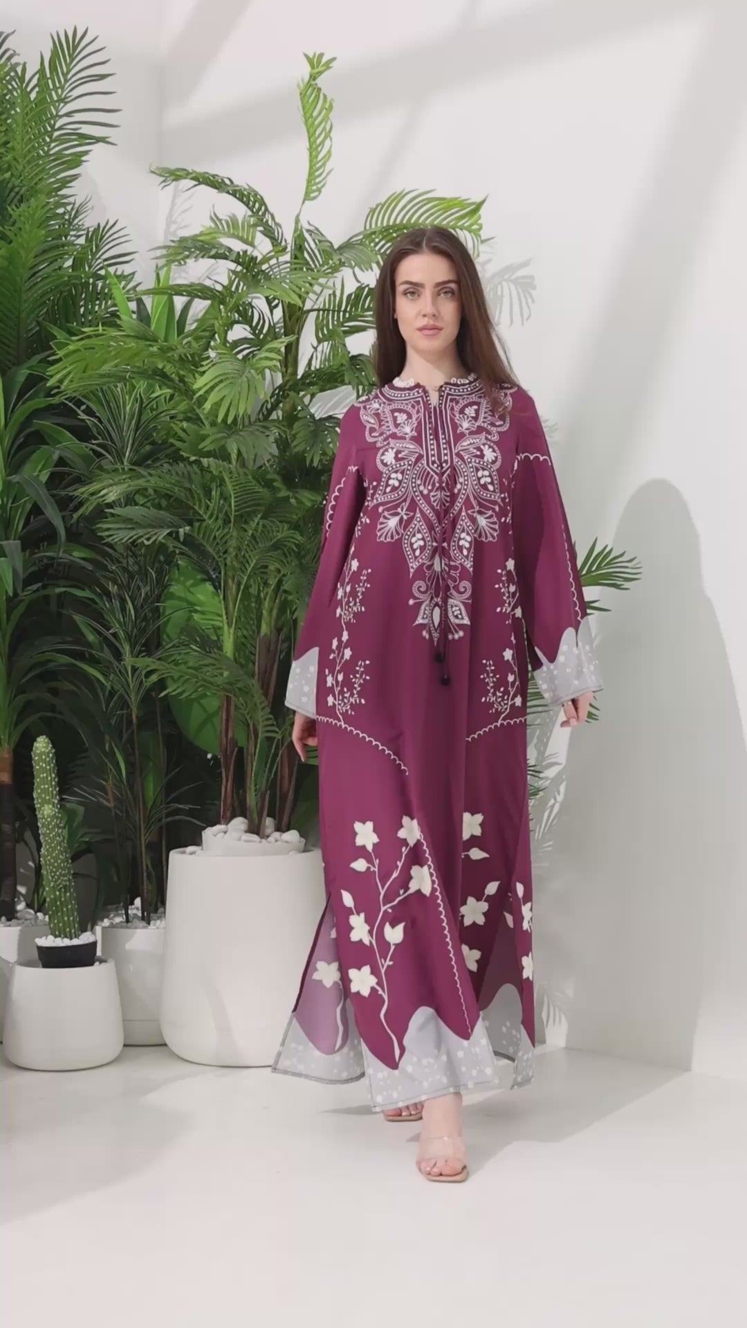 Orienra Claret Kaftan Dress