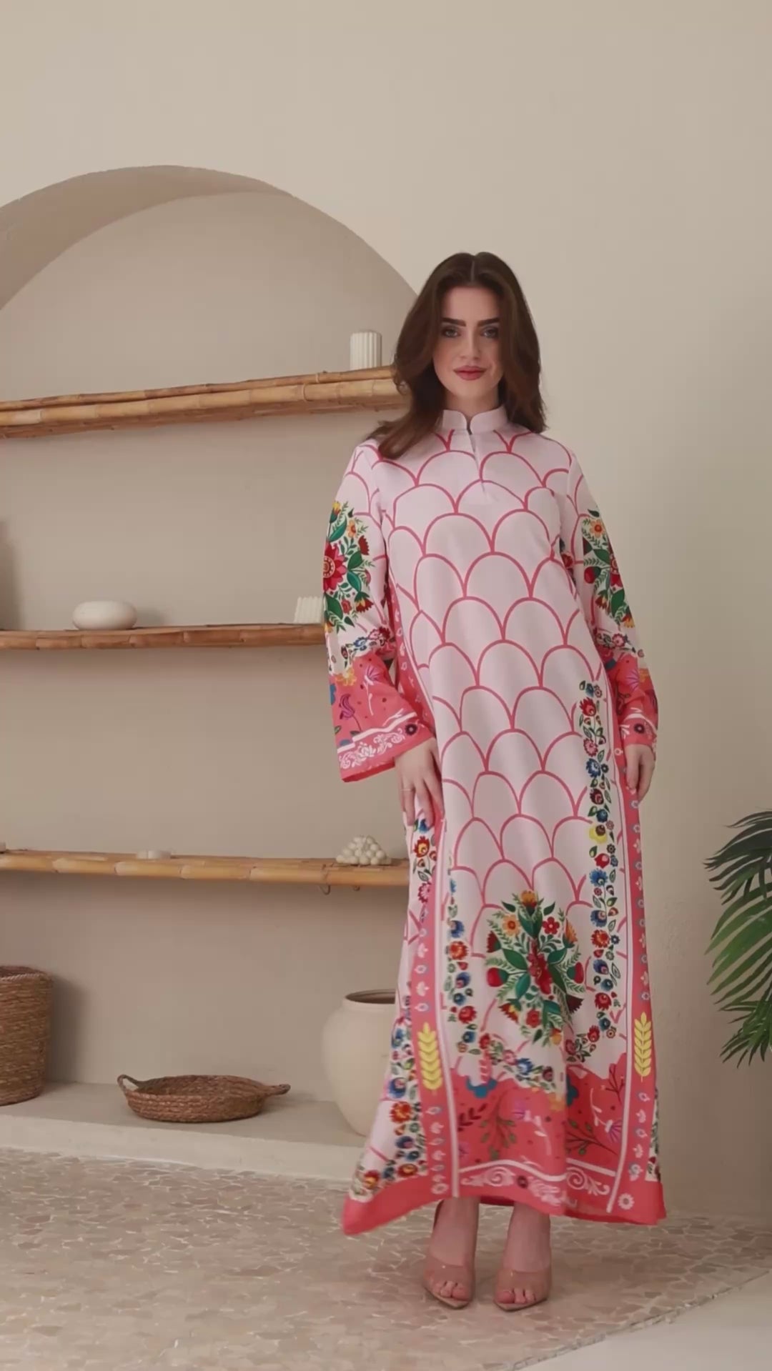 Vibrant Roselle Kaftan Dress